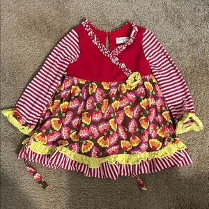 Girl’s Emily Rose long sleeve tunic top red & white stripes multicolor size 5